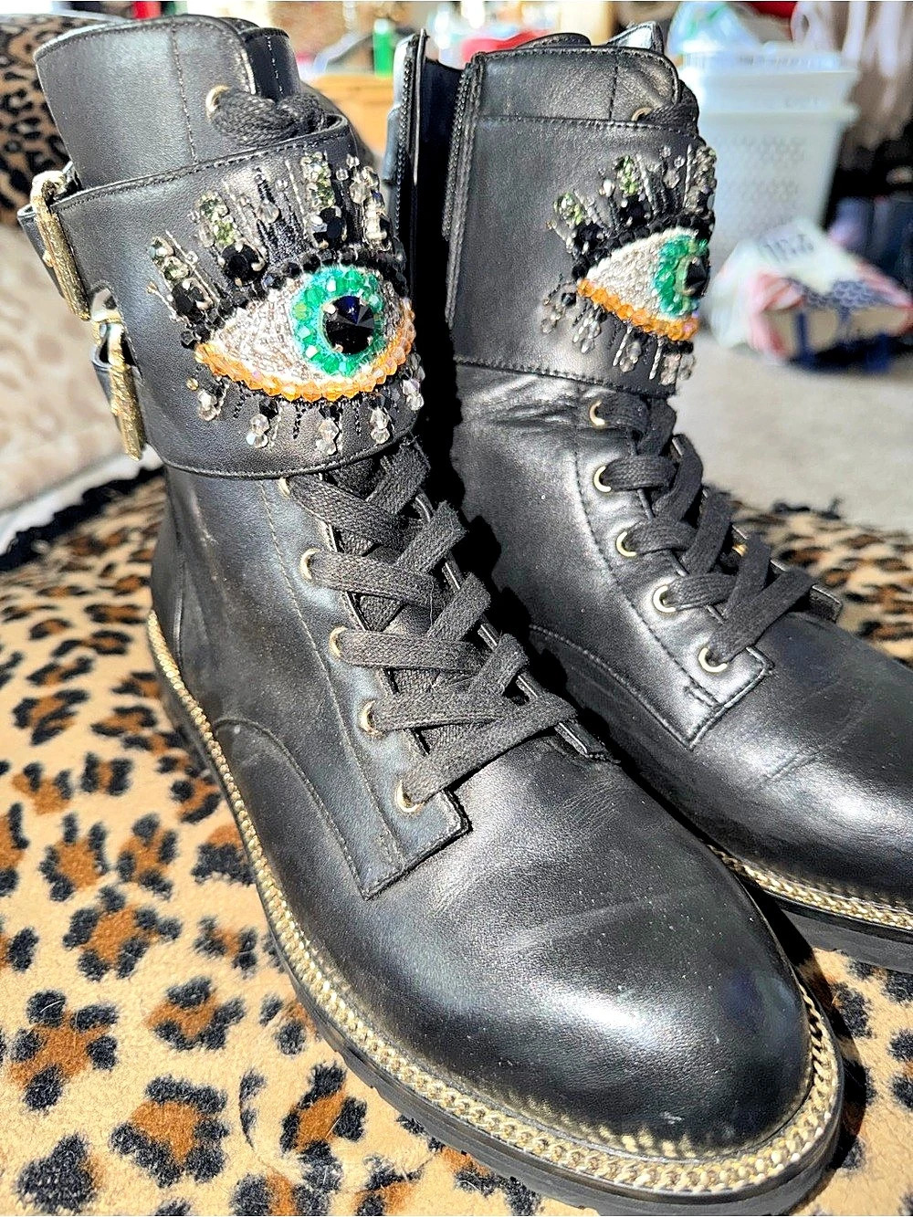 Kurt keiger Embellished Black Combat Boots